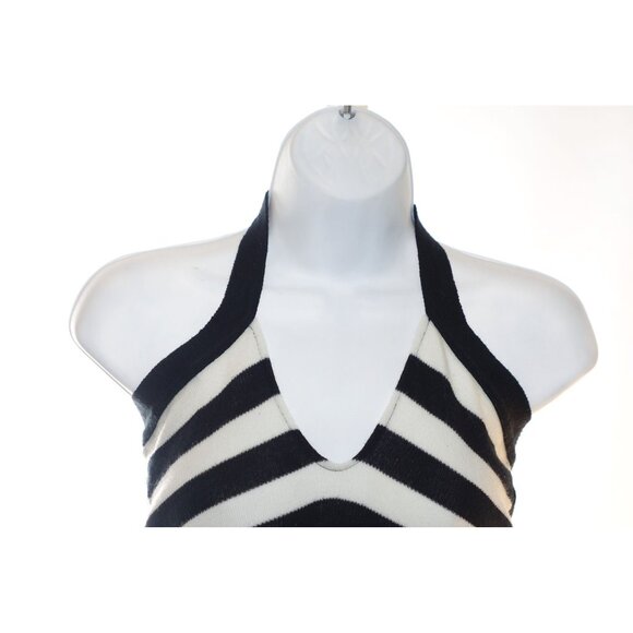 90s Y2K Dress Womens Size Small S West Seal Body Con Hugging Sweater Striped Hal - Picture 2 of 6